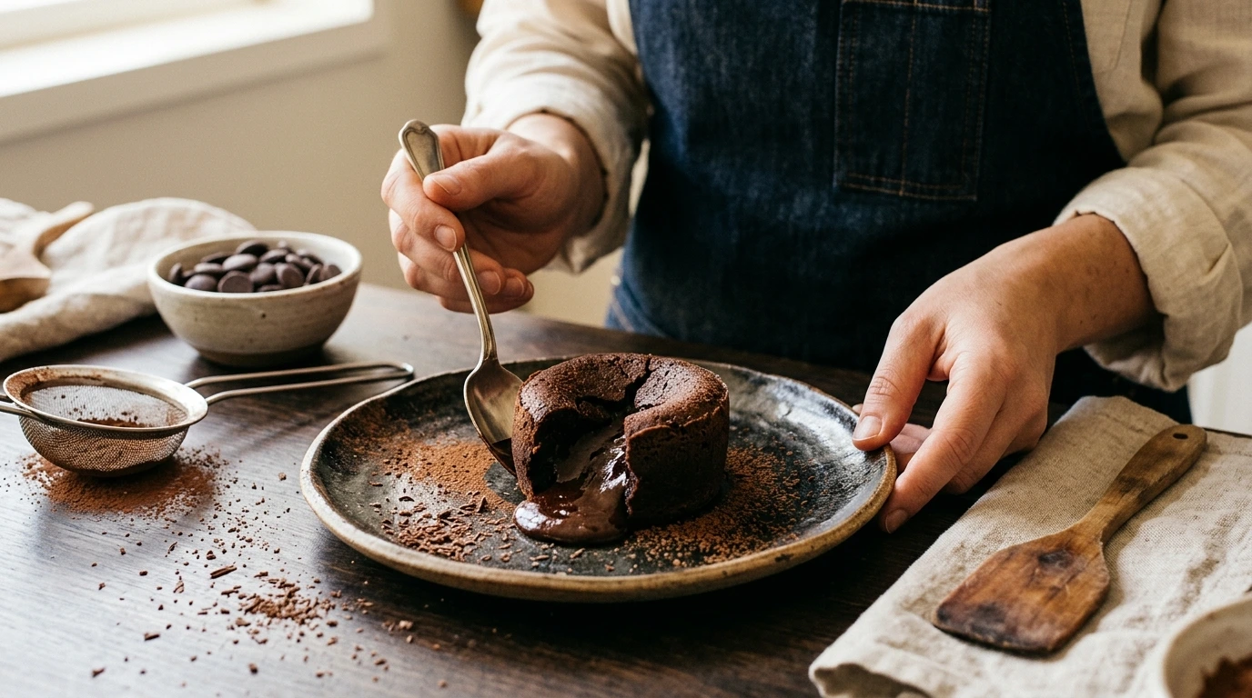 Fondant au chocolat — étape en cours