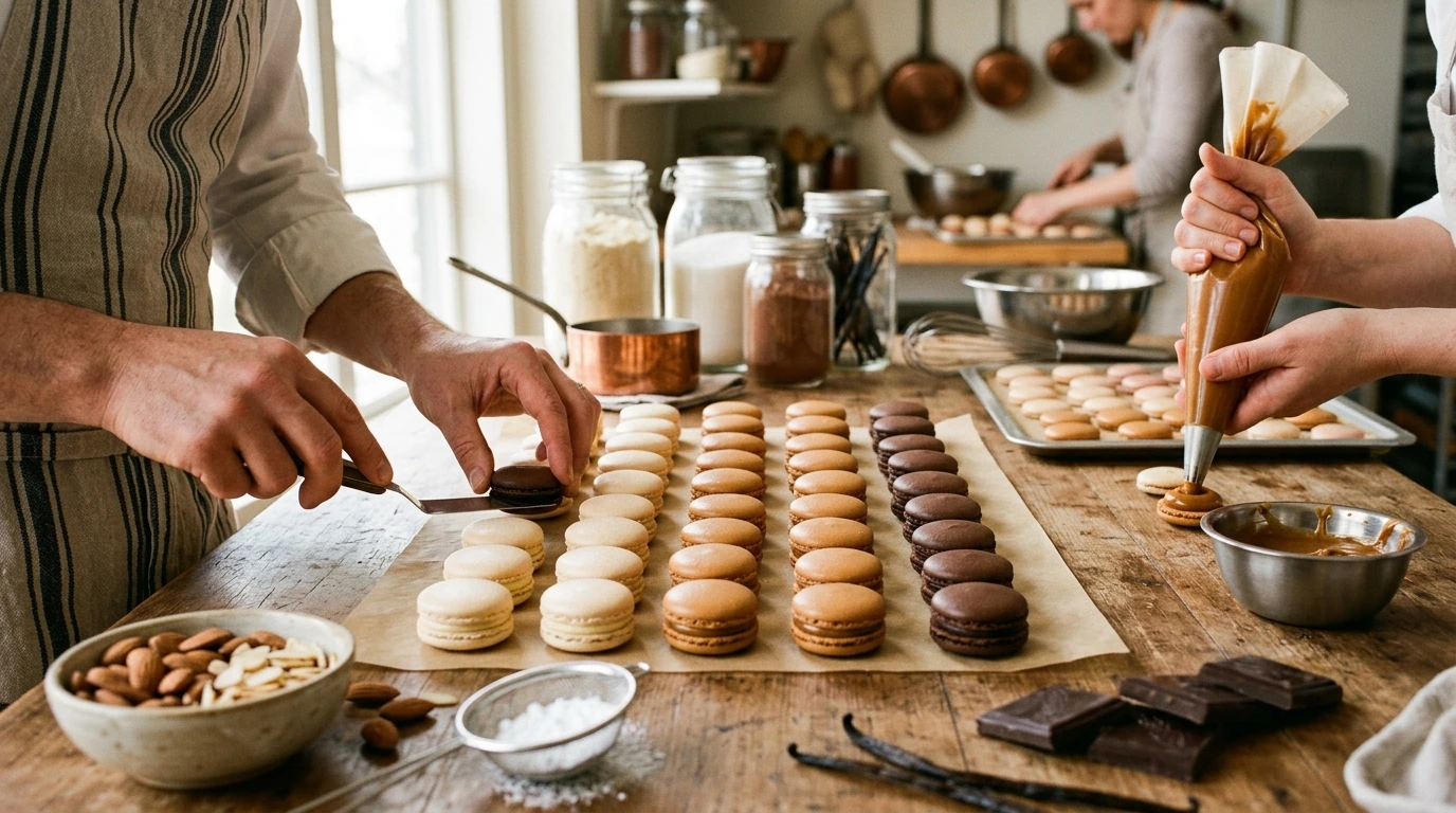 Macarons maison — étape en cours