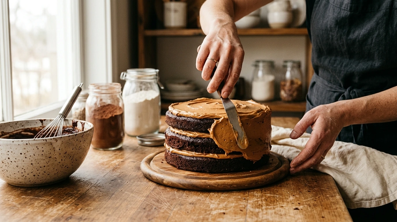 Gâteau gourmand fait-maison en préparation