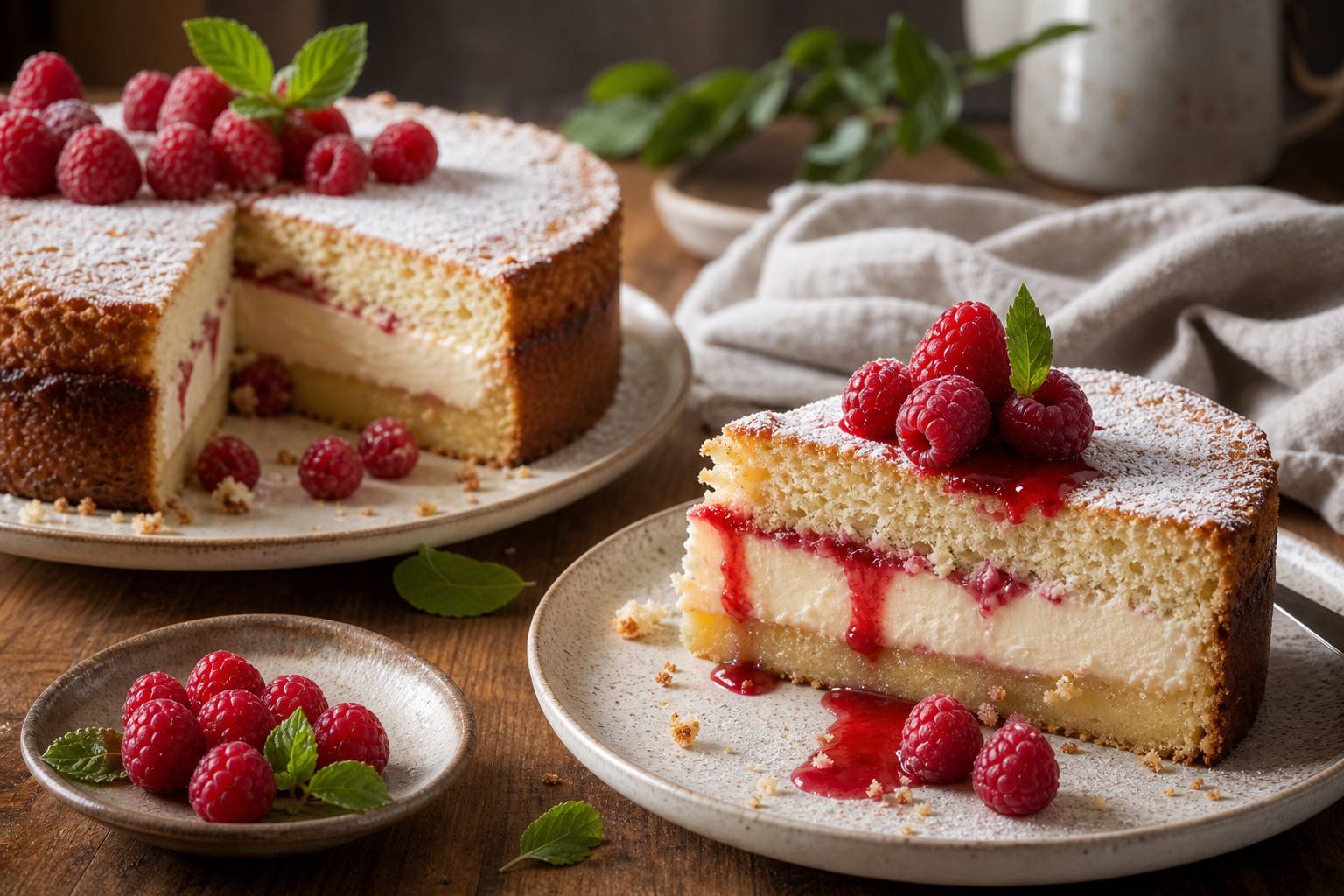 Délice surprise : le gâteau magique à la framboise, une douceur en trois couches, Gâteau