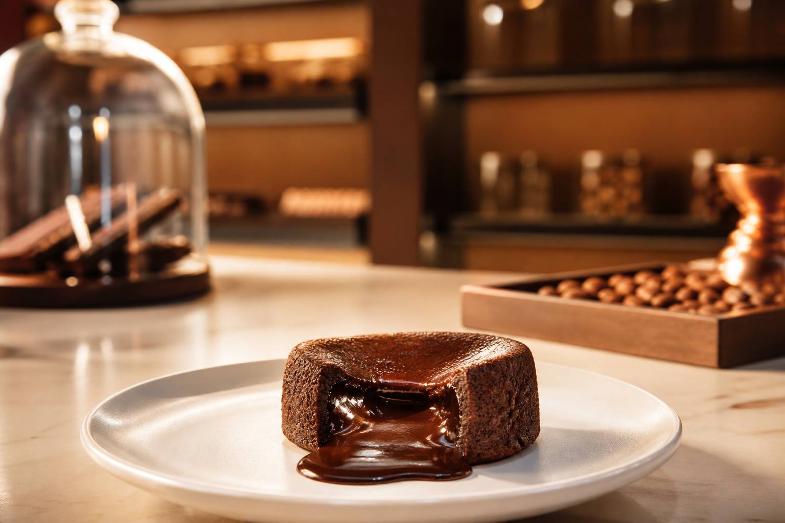 Mi-cuit et fondant au chocolat côte à côte, différence de texture visible