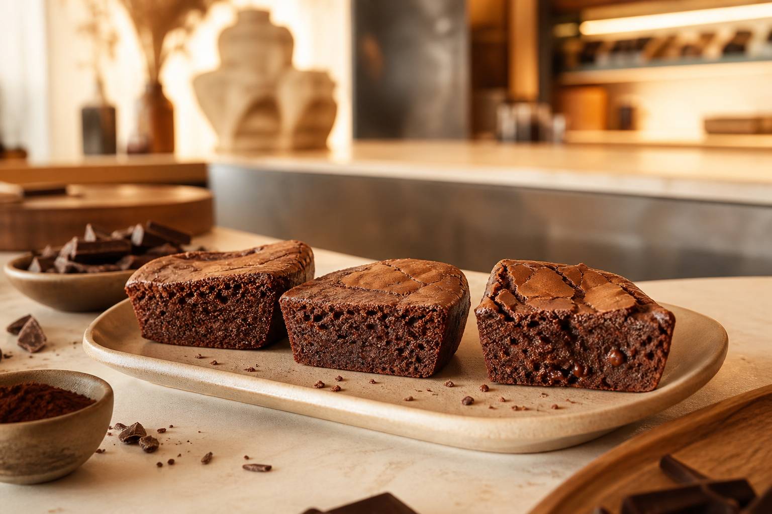 Fondant au chocolat sans gluten sur assiette avec farines alternatives
