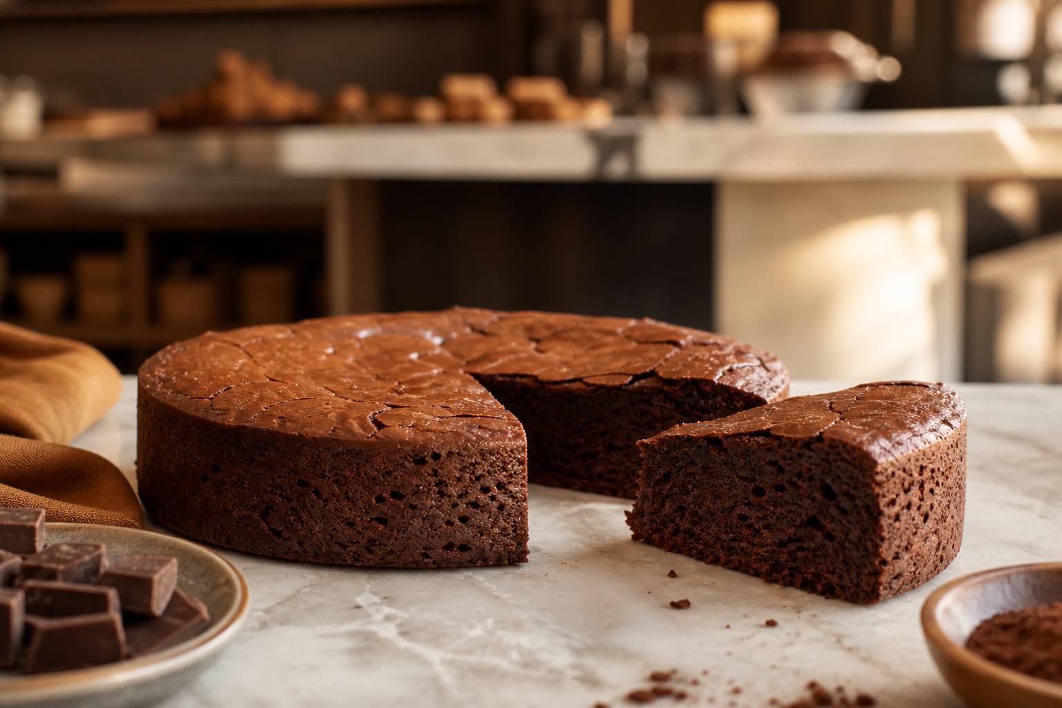 Fondant au chocolat sans beurre découpé texture légère