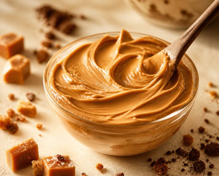 Ganache montée légère au caramel, sans une touche de chocolat blanc