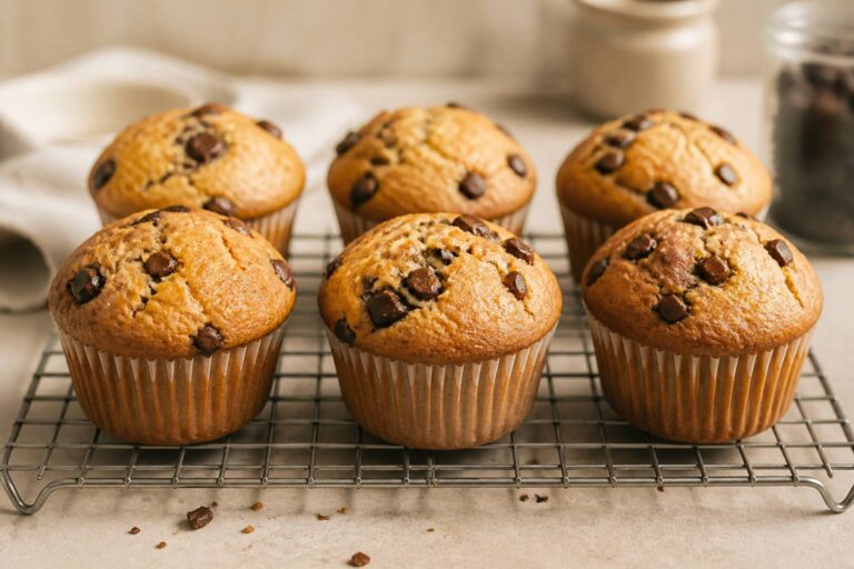 Délicieux muffins américains parsemés de pépites de chocolat fondantes