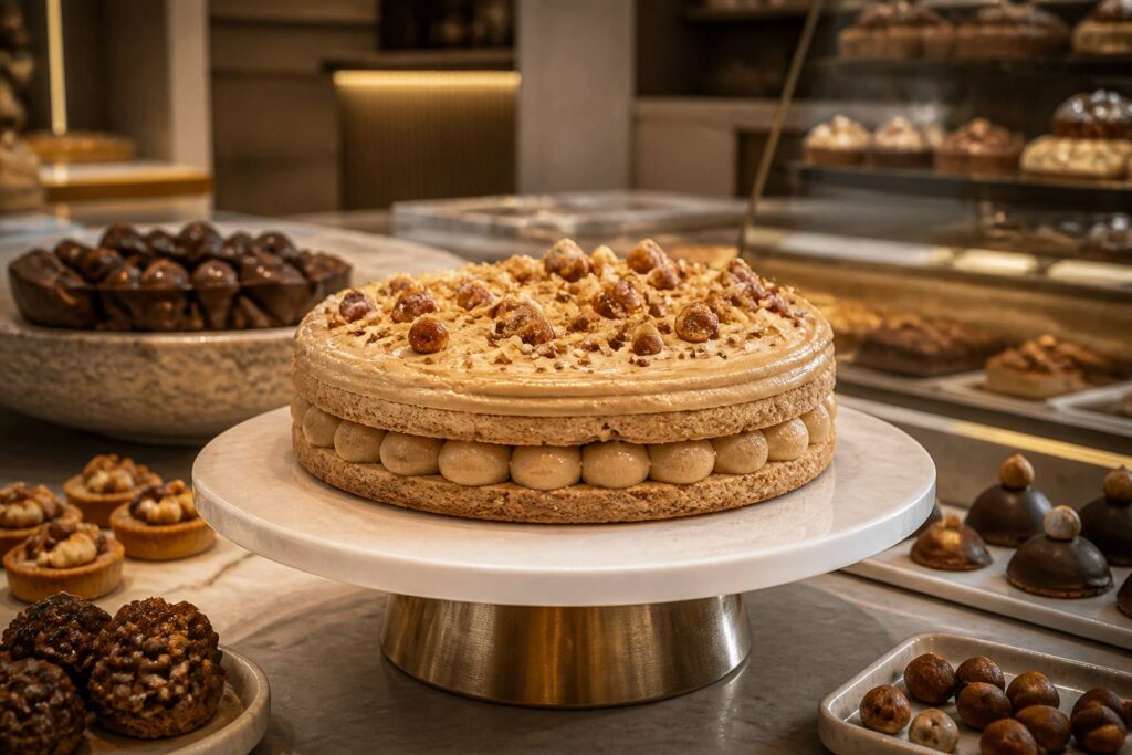 Succès praliné entier avec dacquoise noisette et crème mousseline