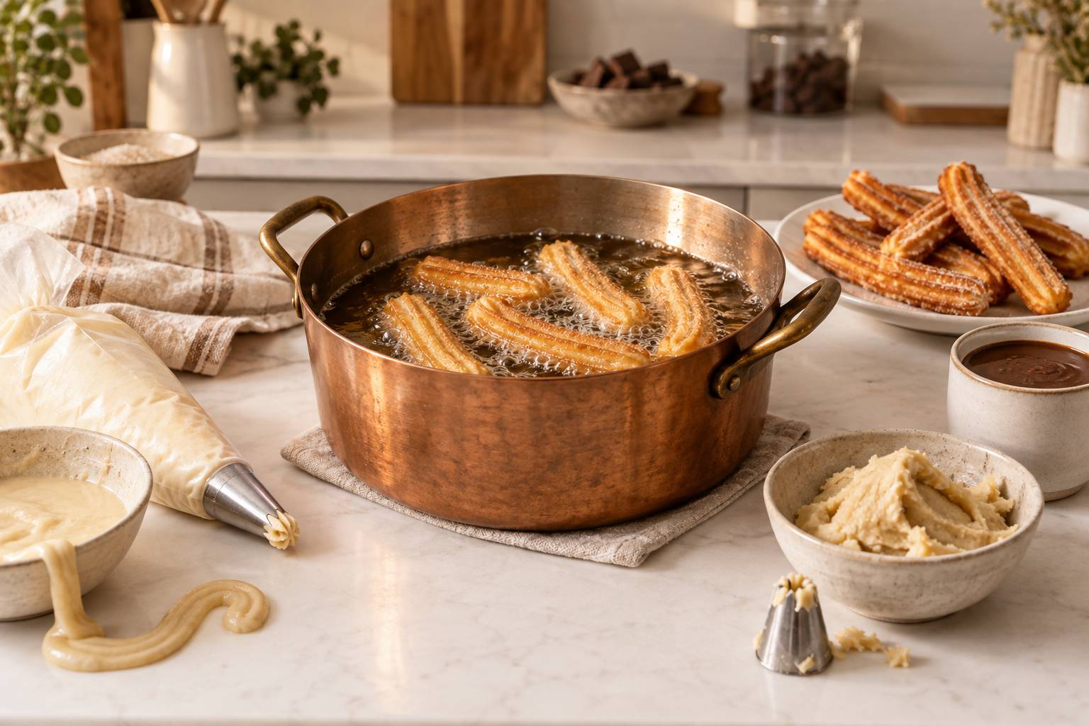 Illustration éditoriale du sujet : Comment préparer des churros (ou chichis) maison sans machine : une recette simple et délicieuse