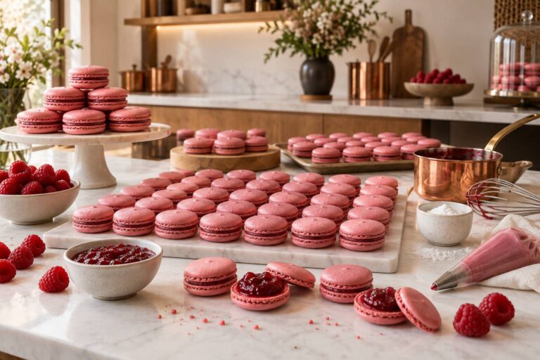 Délice fruité : macarons fondants à la framboise