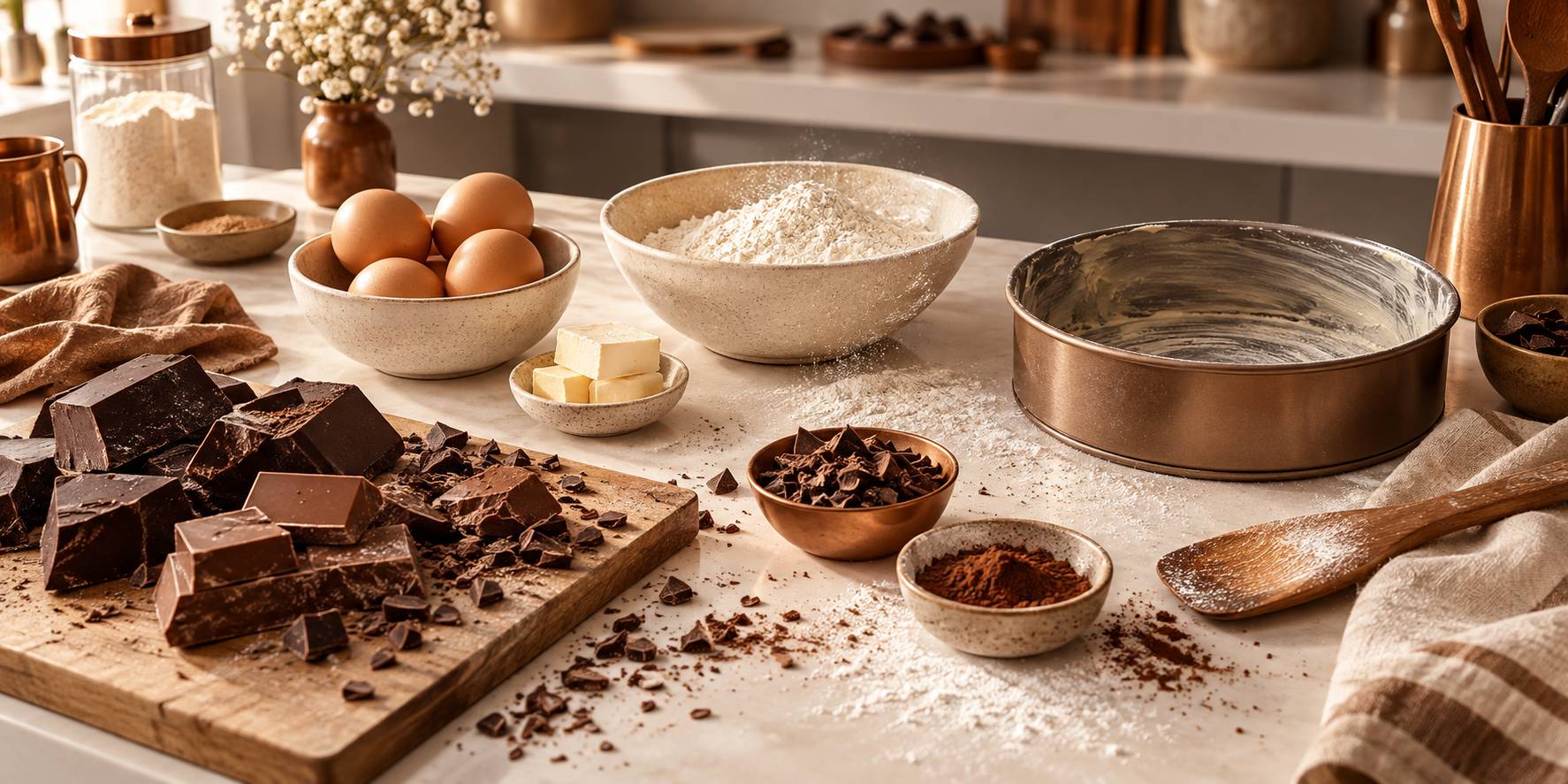 Moelleux au chocolat au cœur fondant posé sur une assiette claire
