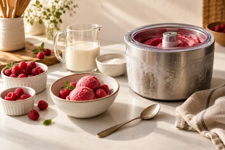 Délice glacé : sorbet à la framboise fraîche